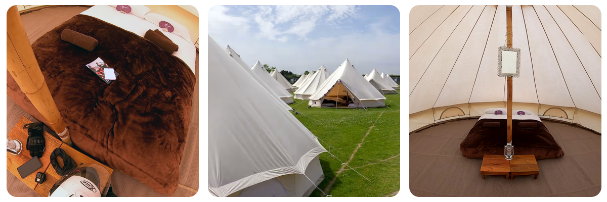 Immagini delle tende glamping al Tourist Trophy